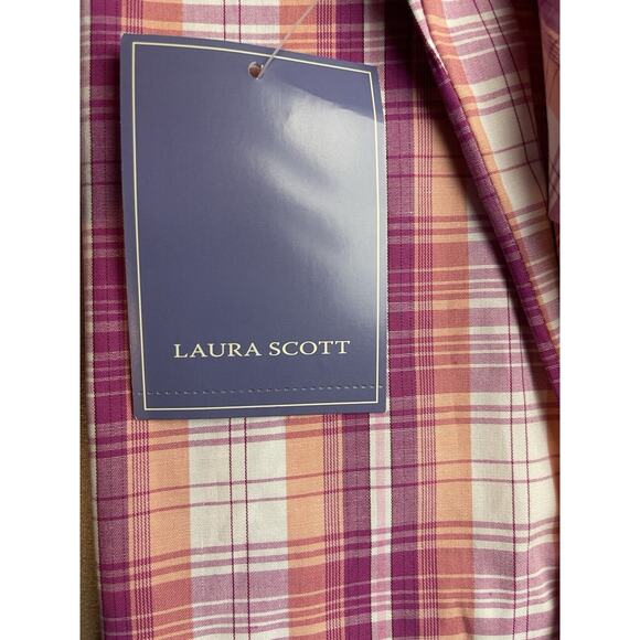 3 for $25-Laura Scott Womens Large Fushia Plaid Long Sleeve Blouse Roll Tab - Picture 8 of 8